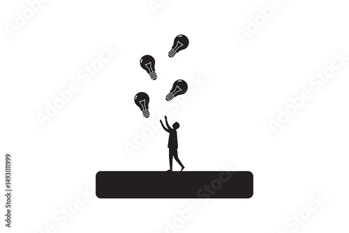 Light Bulb Symbolism in Creative Thinking - Creativity and Innovation Silhouette