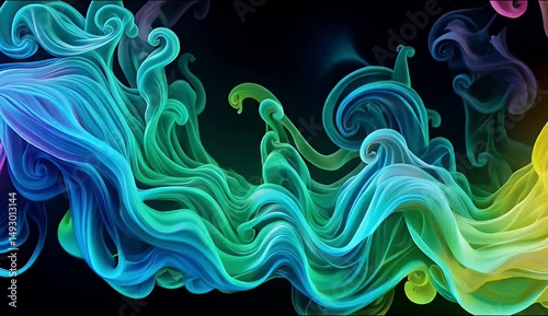 vibrant colorful smoke swirling against a dark backdrop