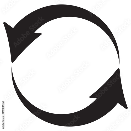 Two arrow spin icon, recycle round, circle refresh or restart. Dual Arrow. Double side arrow icon set. alternating icon, refreshing arrow. Vector illustration on white background. 