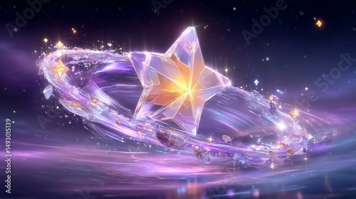 Radiant Crystal Star in a Mystical Cosmic Ring