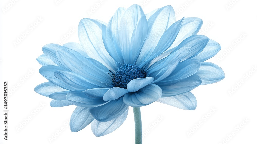 Fototapeta premium Isolated blue flower on white study in simplicity and natural beauty single