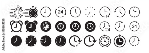 Time and clock icons set, stopwatch, timer, , time management concept, fast stopwatch line icon, Victor illustration Eps 10.