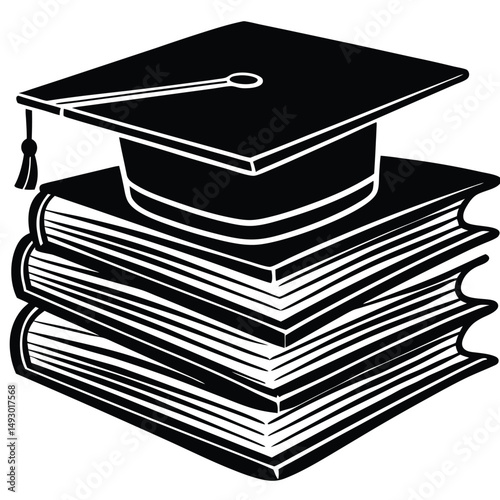 Graduation Cap on Stack of Books Education, Knowledge, and Success