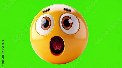3D Emoji Surprised On Green Screen