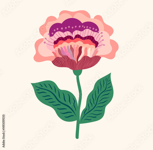 Vector illustration with decorative flower. Botanical poster