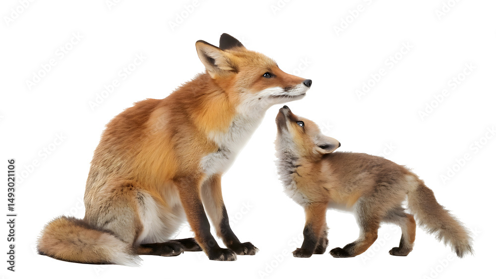 Fototapeta premium Red jackal with a baby jackal 