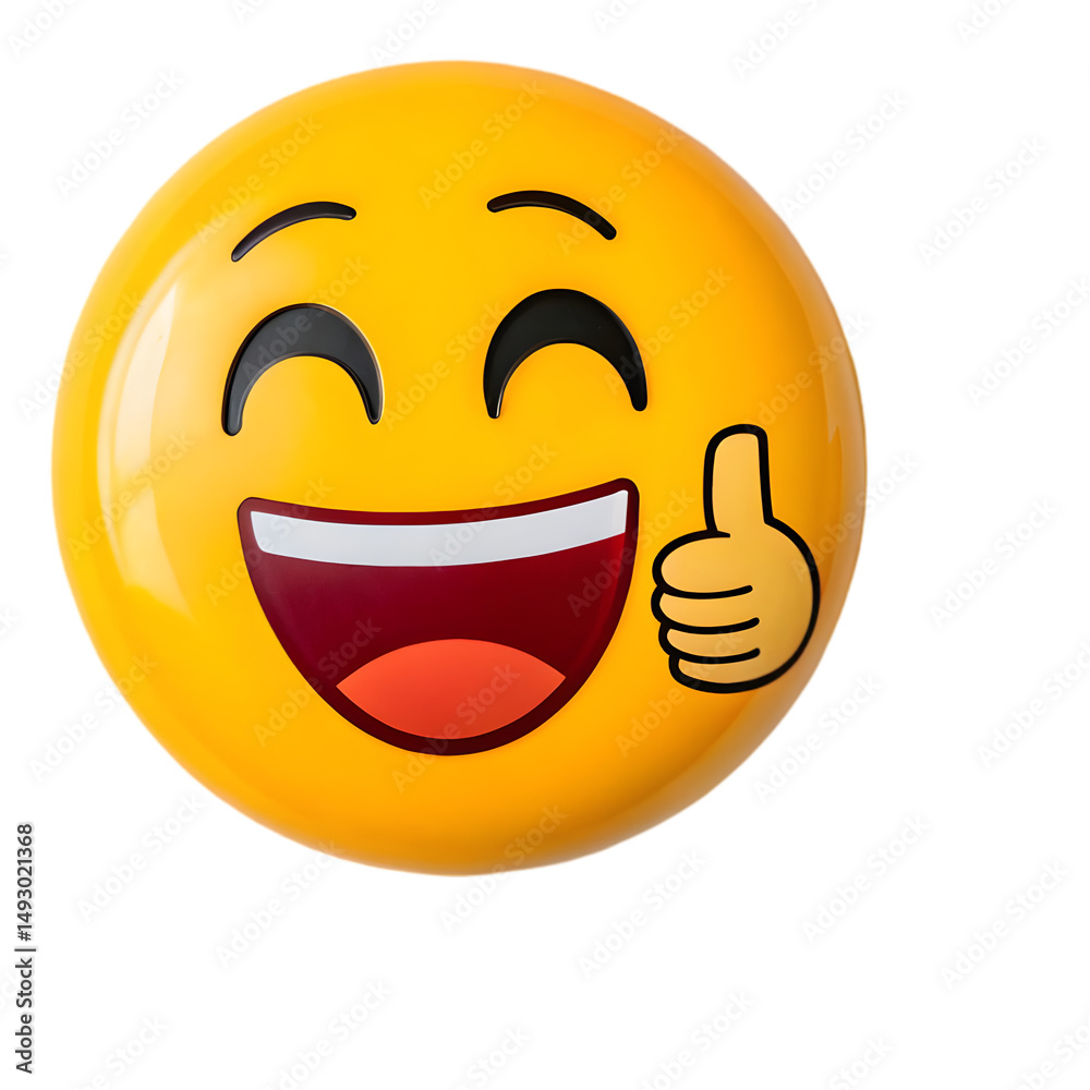 Fototapeta premium Happy Emoji Thumbs Up isolated on transparent background