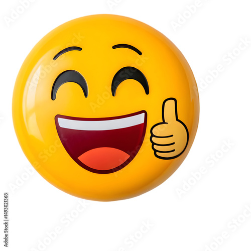 Happy Emoji Thumbs Up isolated on transparent background