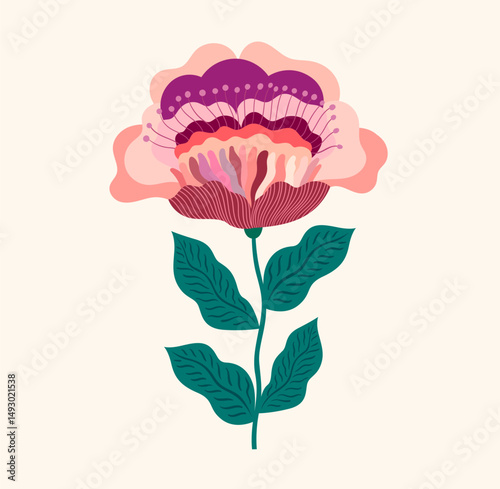 Vector illustration with decorative flower. Botanical poster