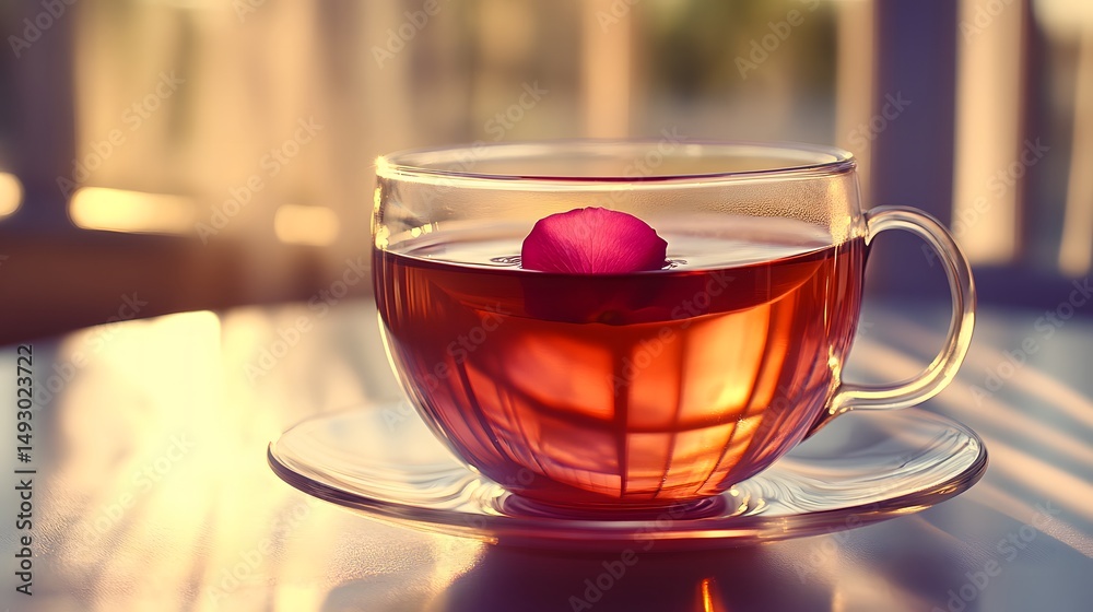 Warm Rose Tea Cup Glass Morning Sunlight Drink Beverage hot red zen calm cozy home food life petal Warm Rose Tea Cup Glass Morning Sunlight Drink Beverage hot red zen calm cozy home food life petal