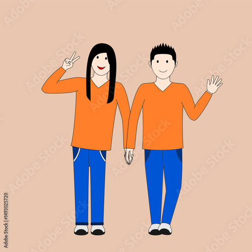 a couple holding hands while smiling