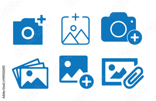 Add image icon. Add picture icon. Photo icon, add photo glyph icon. Camera with plus sign vector illustration eps 10