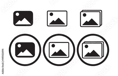 Gallery Icon. Images Icon. Picture Icon,  Attach new image or picture. Edit album. Vector Illustration eps 10