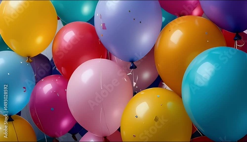vibrant birthday balloons floating in joyful celebration