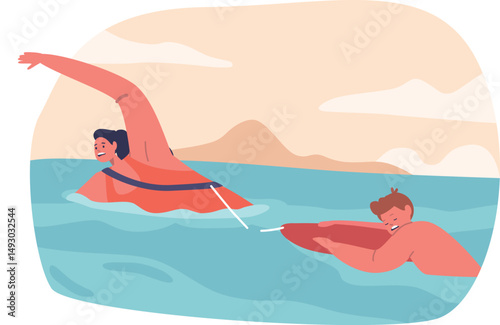 Lifesaver swimming with drowned child