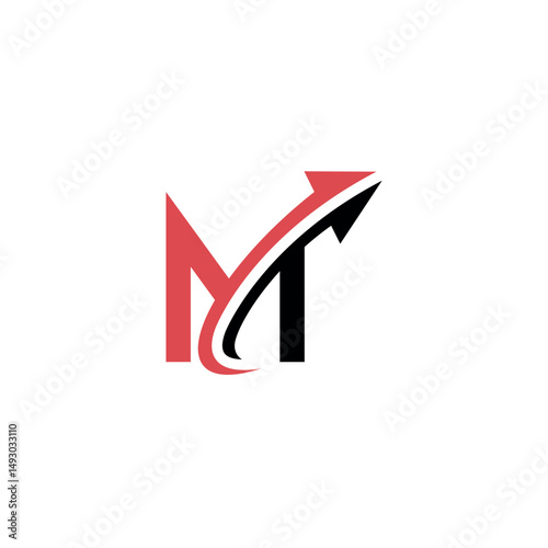 Creative M Initial Logo with Dynamic Arrow, Vector Identity for Fast-Growing Companies.