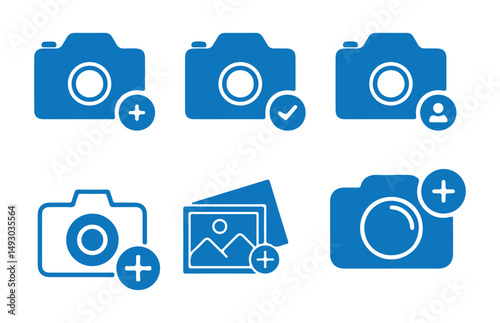 Add image icon. Add picture icon. Photo icon, add photo glyph icon. Camera with plus sign vector illustration eps 10