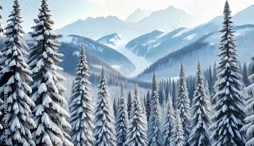 serene snowy landscape blanketed in pristine winter frost