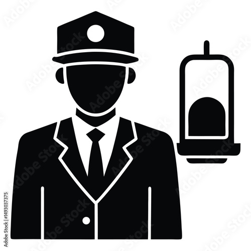 security guard element isolated alarm monitoring on white background