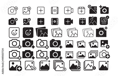 Big Black Add photo icon set. Picture icon vector illustration. photo gallery sign and symbol. image icon eps 10