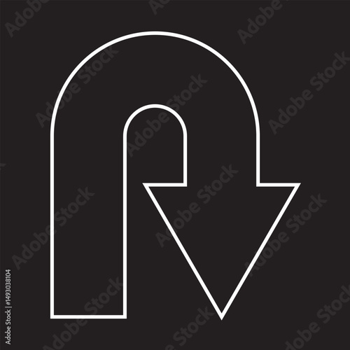 U Turn Right Road sign. U-Turn Right Traffic Road Sign, Vector Illustration.