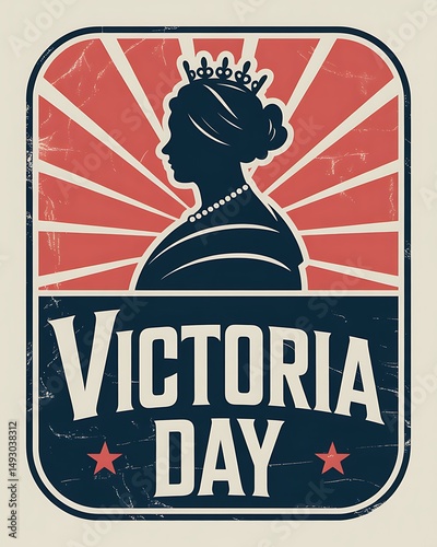 Commemorative Vector Design Celebrating Victoria Day with Retro Style Graphics