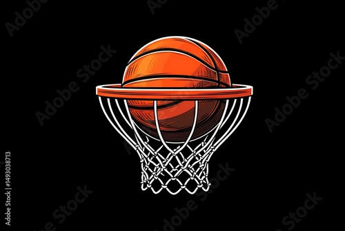 Basketball swish net hoop graphic design