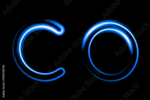 Vector isolated illustration of carbon monoxide formula with neon effect.