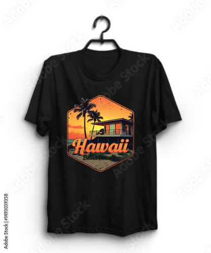 Hawaii Beach Paradise T Shirt Design Mockup