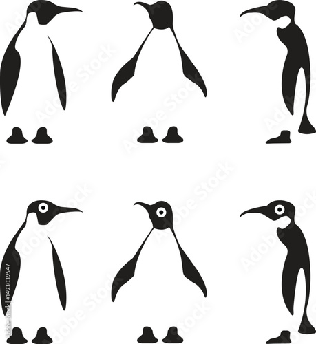 penguin vector icon flat set. ice Penguins birds collection.