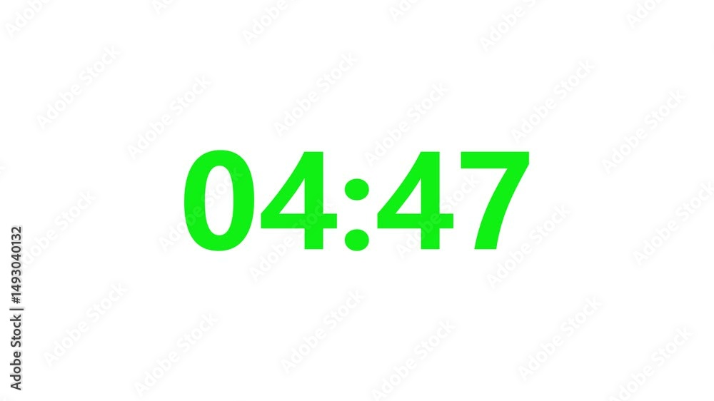 5 minute countdown timer .5 minute stopwatch , analog neon clock icon animation .
