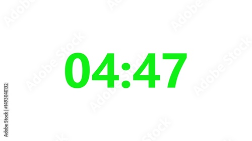5 minute countdown timer .5 minute stopwatch , analog neon clock icon animation .