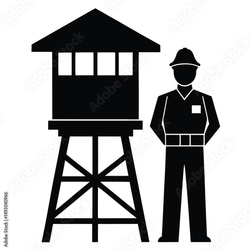 security guard element isolated guard tower on white background
