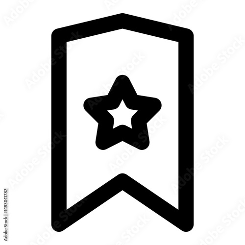 Bild auf Leinwand Bold Black Bookmark Icon with Central Star