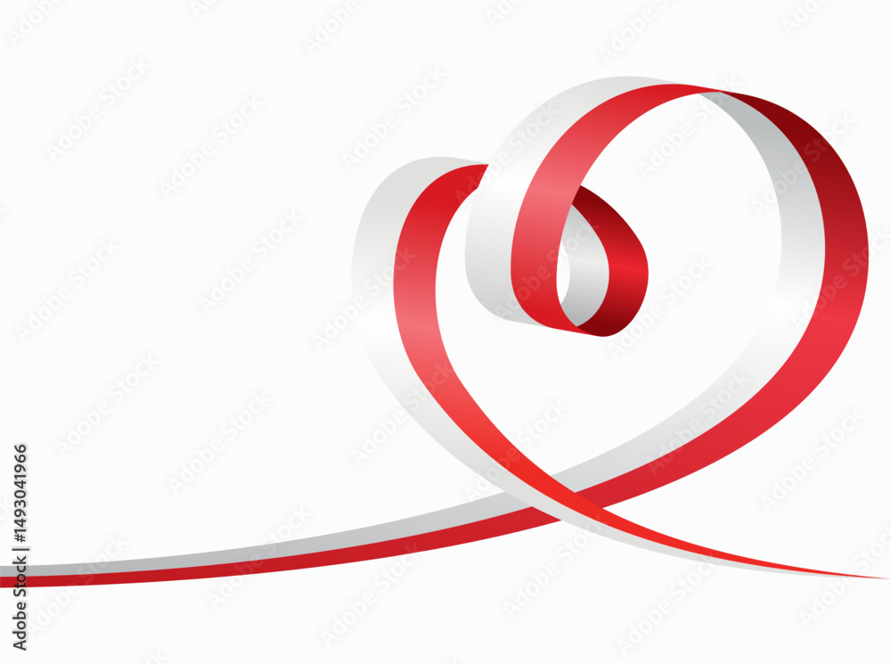 Fototapeta premium Polish flag heart shaped ribbon. Vector illustration.