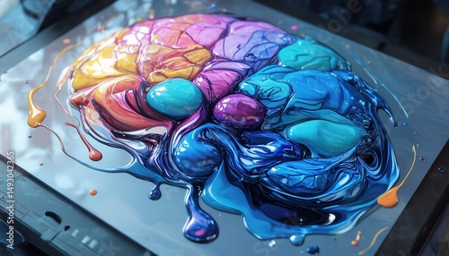 Colorful Abstract Art with Swirling Paints Conveying Emotions and Creativity in Vibrant Hues