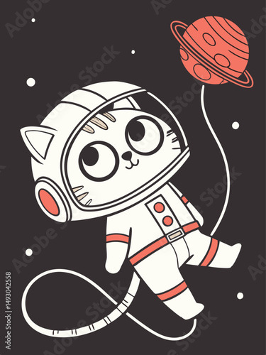 Cat Astronaut – Space Vector Illustration