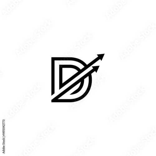 Creative Letter D Initial Logo with Dynamic Arrow, Vector Identity for Fast-Growing Companies.