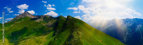 View on jagged mountains of Zillertal alps on a summer day