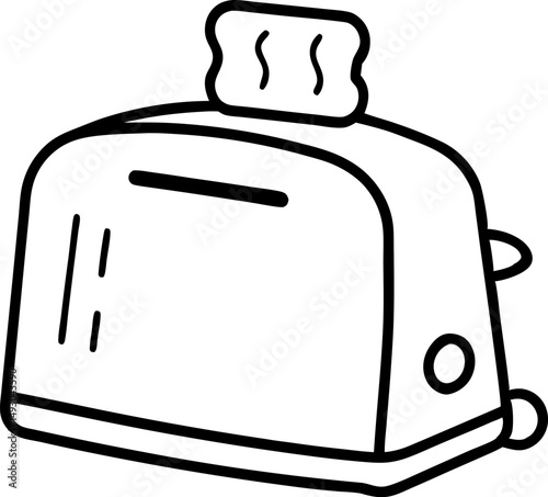 Toaster With Popping Toast Line Art Vector Illustration