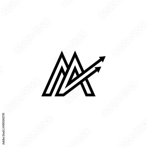 Creative Letter M Initial Logo with Dynamic Arrow, Vector Identity for Fast-Growing Companies.
