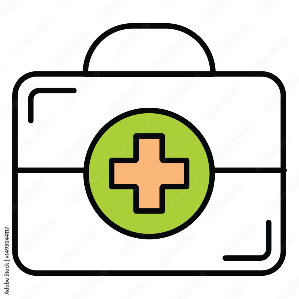 Obraz premium First Aid Medical Kit Vector Icon Design