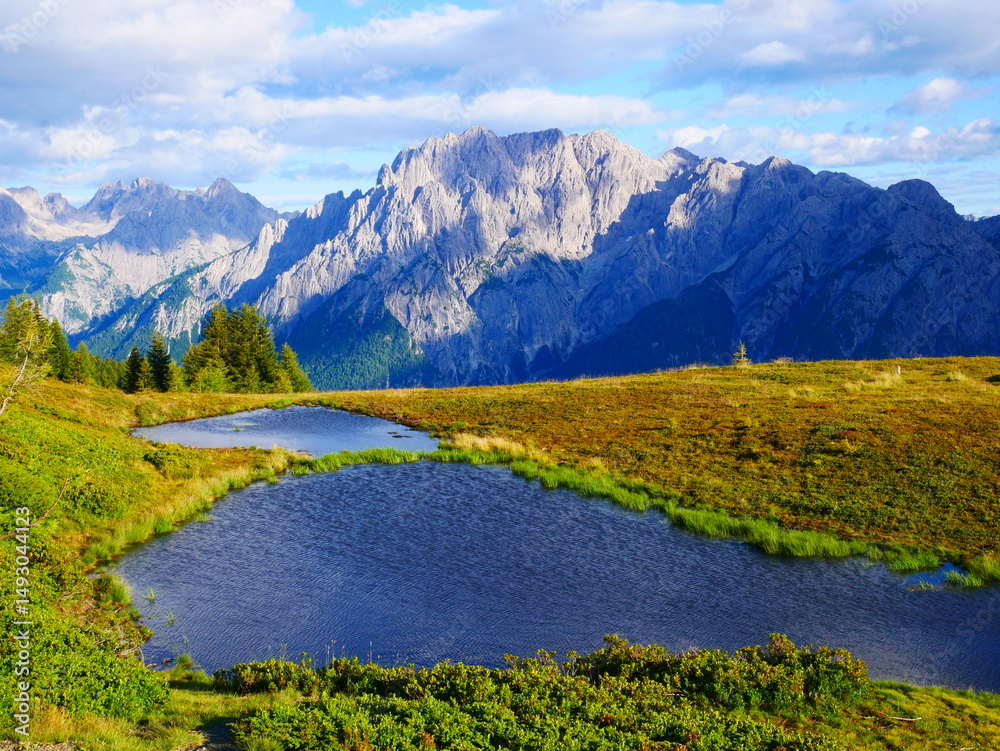 Fototapeta premium View on Lienzer Dolomiten mountains in the Osttirol region on a summer late afternoon