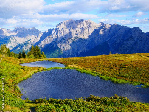 View on Lienzer Dolomiten mountains in the Osttirol region on a summer late afternoon