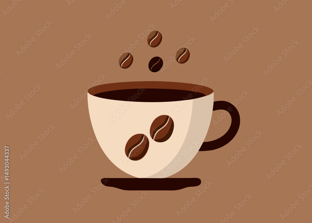 Fototapeta premium cup of coffee with beans vector illustration