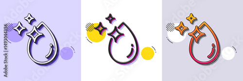 Water drop line icon. Halftone dotted pattern. Gradient icon with grain shadow. Clean crystal aqua sign. Liquid symbol. Line water drop icon. Various designs. Vector