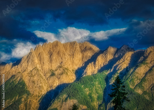 View on Lienzer Dolomiten mountains in the Osttirol region on a summer late afternoon