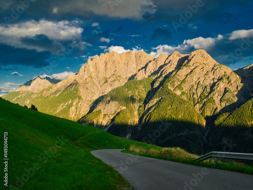 View on Lienzer Dolomiten mountains in the Osttirol region on a summer late afternoon