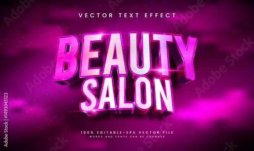 3d Beauty pink, editable vector text effect. Suitable for beauty or feminine concept.