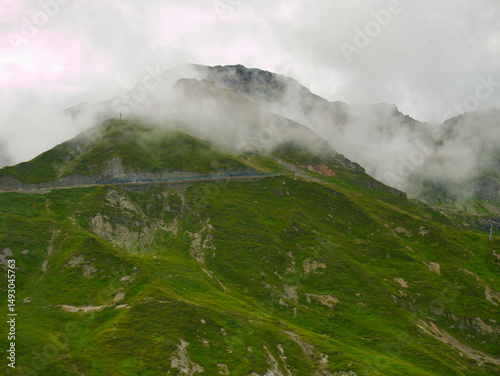 View on mountains near ski resort Serfaus Fiss Ladis on a summer day